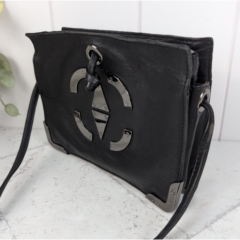 Hayden Harnett Vesuvius Mini Bag Black Leather Crossbody Gunmetal Studded 2010